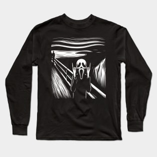 The Scream Rocks in Black and White Long Sleeve T-Shirt